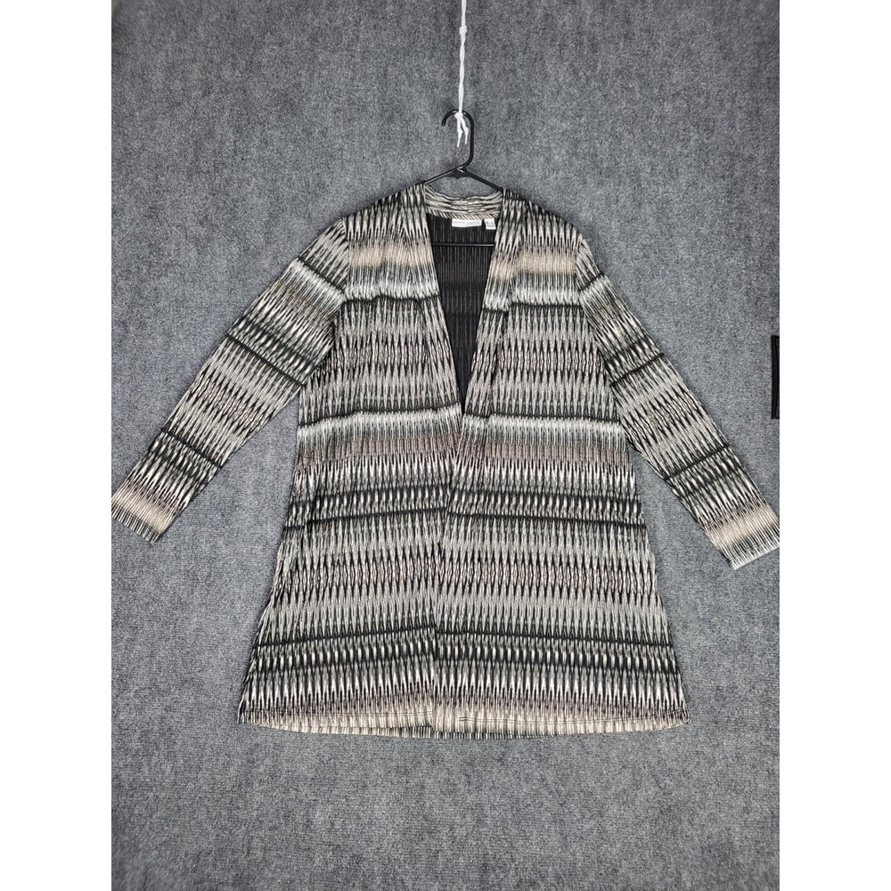 Susan Graver Open Front Cardigan Duster Abstract Print Lightweight Women Size‎ M